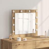 vidaXL Sminkspegel med LED-belysning Artisan Ek 60x55x18 cm