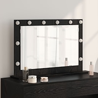 vidaXL Spegel med LED-ljus Svart Ek 80x55x18 cm