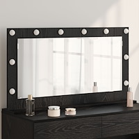 vidaXL Sminkspegel med LED-lampor Svart ek 100x55x18 cm