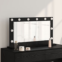 vidaXL Sminkspegel med LED-lampor Svart Ek 80x45x18 cm