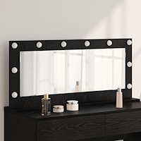 vidaXL Spegel med LED-lampor Svart Ek 100x45x18 cm