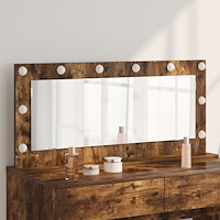 vidaXL Sminkspegel med LED-lampor Rökt Ek 100x45x18 cm