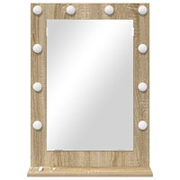 vidaXL Sminkspegel Sonoma Ek MDF, Glas 70 x 50 x 18 cm Spegel