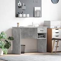 vidaXL Skrivbord med Förvaring Betonggrå 90x49.5x75 cm Konstruerat trä