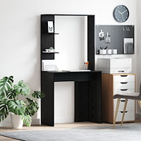 vidaXL Datorbord i svart ek Svart ek Massivt trä, MDF Kompakt
