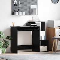 vidaXL Svart ek-datorbord Svart ek Konstruerat trä, MDF Medium Datorbord