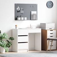 vidaXL Vitt skrivbord Vitt MDF Medium Förvaring Vitt skrivbord