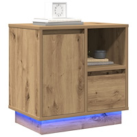 vidaXL Sängbord med LED Artisan Ek 50x34,5x50 cm