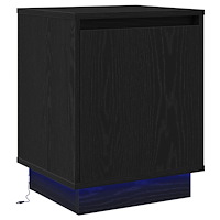 vidaXL Sängbord med LED-ljus Svart 39x34,5x50 cm