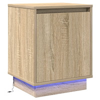 vidaXL Sängbord med LED-lampor Sonoma Ek 39x34,5x50 cm
