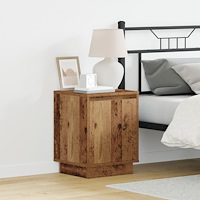 vidaXL Sängskåp med LED-lampor Gammalt trä 39x34.5x50 cm