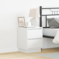 vidaXL Sängbord med LED-lampor Vitt 39x34.5x50 cm