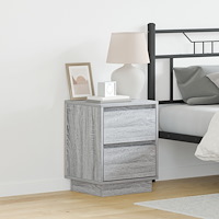 vidaXL Sängbord med LED-lampor 2 st Grå Sonoma 39x34.5x50 cm