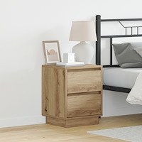 vidaXL Sängbord med LED-lampor 2 st Hantverksmässig Ek 39x34.5x50 cm