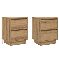 vidaXL Sängbord med LED-lampor 2 st Hantverksmässig Ek 39x34.5x50 cm