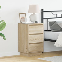 vidaXL Sängbord med LED Sonoma Ek 39x34,5x65 cm Konstruerat Trä