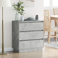 vidaXL Sängskåp med LED betonggrå 71x34,5x75 cm konstruerat trä