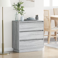 vidaXL Sängbord med LED Grå Sonoma 71x34,5x75 cm Kyld trä