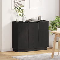 vidaXL Sideboard med LED svart ek 90x32x75 cm konstruerat trä