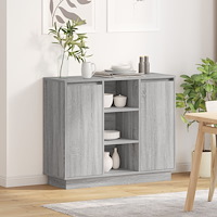vidaXL Sideboard med LED Grå Sonoma 90x32x75 cm Konstruerat trä