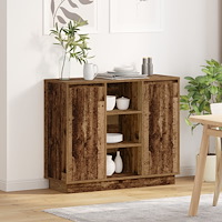 vidaXL Sideboard med LED Gamla trä 90x32x75 cm Konstruerat trä