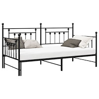 vidaXL Dagbädd med utdragbar säng Svart 100x200 cm Stål