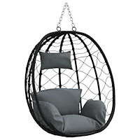 vidaXL Hängande Ägg Stol Basket utan Stöd Antracit Poly Rattan