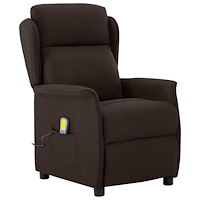 vidaXL Massagefåtölj Mörkbrun Tyg
