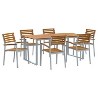 vidaXL 7 delar matgrupp i solid akacia och metall