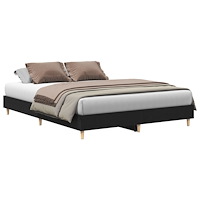 vidaXL Sängram Svart ek 150x200 cm Ingenjörat trä