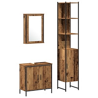 vidaXL 3-delat Badrumsfurniture Set Gammalt Trä