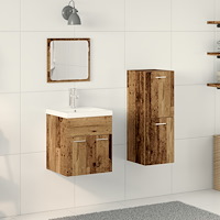 vidaXL Badrumsinredning med dörr 4 pcs Gammalt trä 41 x 38.5 x 46 cm