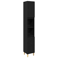 vidaXL 3 Delars Badrums Möbelset Svart Ek Konstruerat Trä, vidaXL Badrumskåp Svart Ek 30x30x190 cm Konstruerat Trä, vidaXL Badr...