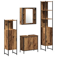 vidaXL Badrumsmöbelset 4 pcs Brun 33 x 33 x 185.5 cm Konstruerat trä
