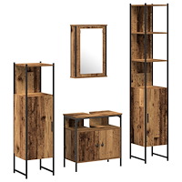 vidaXL Badrumsmöbelset med hylla 4 pcs Gammalt trä 33 x 33 x 185.5 cm