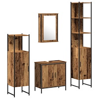 vidaXL Badrumsmöbelset 4 pcs Brun 33 x 33 x 185.5 cm Konstruerat trä