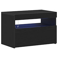 vidaXL Sängskåp med LED-lampor Svart ek 60x35x40 cm Konstruerat trä