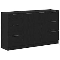 vidaXL Sideboards 2 st Svart Eken 60x30x70 cm Konstruerat trä