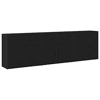 vidaXL Sideboards 3 st Svart Ek Konstruerat trä