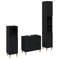 vidaXL Badrumsmöbelset 3 pcs Svart 30 x 30 x 180 cm Konstruerat trä