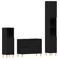 vidaXL Badrumsmöbelset 3 pcs Svart 30 x 30 x 180 cm Konstruerat trä