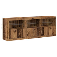 vidaXL sideboard med LED-lampor Gammalt trä 181,5x37x67 cm Massivt trä