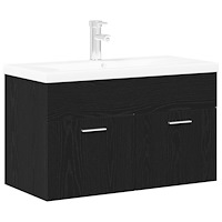vidaXL Diskbänksskåp Svart Ek 90 x 38.5 x 46 cm Konstruerat trä
