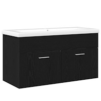 vidaXL Diskbänksskåp Svart Ek 90 x 38.5 x 46 cm Konstruerat trä