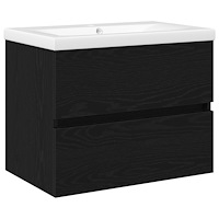 vidaXL Handfatsskåp med inbyggd diskho Svart ek konstruerat trä, vidaXL Handfatsskåp Svart ek 60x38.5x45 cm konstruerat trä
