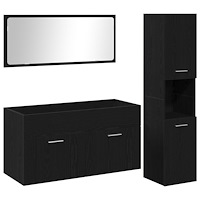 vidaXL Badmöbelset 3 pcs Svart Ek 60 x 38.5 x 46 cm Konstruerat trä