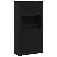 vidaXL Högskåp Svart Ek 80x33x150 cm Konstruerat trä