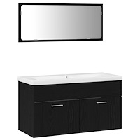 vidaXL Badrumsmöbelset Väggmonterad 3 pcs Svart Ek 90 x 38.5 x 46 cm