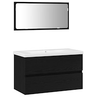 vidaXL Badrumsmöbelset Väggmonterad 3 pcs Svart ek 80 x 38.5 x 45 cm