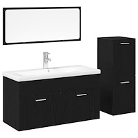 vidaXL Badrumsinredning Väggmonterad 4 pcs Svart Ek 90 x 38,5 x 50 cm